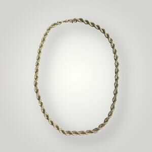 Vintage Heavy 14K GF Silver Tone Rope Chain Necklace 94.9g Twisted Link Chain